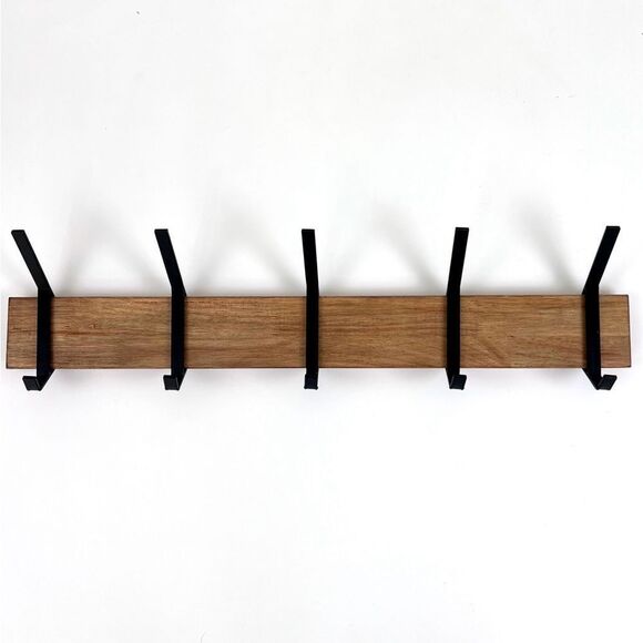 Kate and Laurel Rossmore Farmhouse 5-Hook Wall Hanging Coat Rack Natural Rustic - Picture 2 of 10
